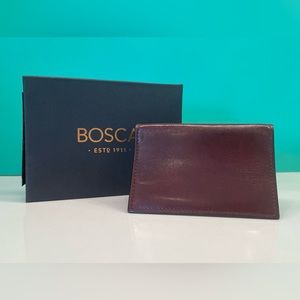 Bosca calling card case dark brown leather; Bosca leather wallet NIB